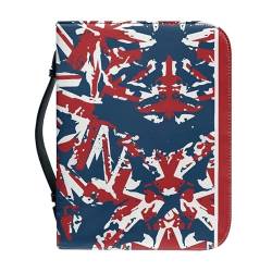 Kuiaobaty Graffiti Union Jack Flag Book Cover Case with Handle Zipper Book Sleeve Case, Abstract UK Flag Notebook Bag with Pen Pockets von Kuiaobaty