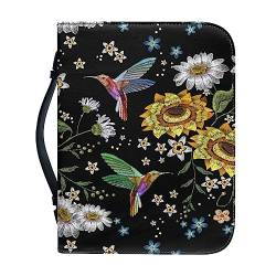 Kuiaobaty Kolibri-Bibel-Buchhüllen mit Blumenmuster, für Frauen, Landschaft mit Blumen, mit Reißverschluss, staubdichte Bibeltasche, Buchhüllenhülle mit Griff von Kuiaobaty