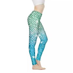 Kuiaobaty Lady Spin Class Workout-Leggings Damen, Meerjungfrau-Textur, Zebra-Druck, volle Länge, Sporthose, nicht durchsichtig, Yogahose, Mermaid Textur, 31 von Kuiaobaty