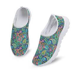 Kuiaobaty Lässige Mesh Turnschuhe Frauen Mode Turnschuhe Komfort Laufschuhe Atmungsaktive Walking Tennis Schuh Slip-on Schuh, Böhmisches Blumenmuster, ethn, 37 EU von Kuiaobaty