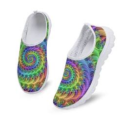 Kuiaobaty Lässige Mesh-Turnschuhe für Damen, modische Sneaker, bequeme Laufschuhe, atmungsaktiv, Walking-Tennisschuh, Slip-On-Schuh, Spirale Fractal Art, 40 EU von Kuiaobaty