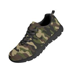 Kuiaobaty Laufschuhe Herren Sneaker Camouflage Tier Textur Tribal Muster Athletic Turnschuhe Leichte Sportschuhe Schwarz, Tarnmuster grün, 45 1/3 EU von Kuiaobaty