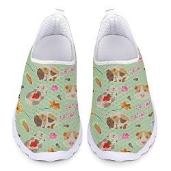 Kuiaobaty Meerschweinchen Floral Frauen Wanderschuhe, grüne Slip on Trainer Mesh Weiche Sohle Leichte Sneaker von Kuiaobaty