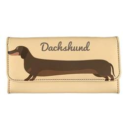 Kuiaobaty Modische Damen-Geldbörse, multifunktional, Clutch, Organizer, Kartenfächer, Reißverschlusstasche, schlanke Brieftasche für Frauen und Mädchen, Dackel Hund, Beige, Casual von Kuiaobaty