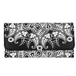 Kuiaobaty Modische Damen-Geldbörse, multifunktional, Clutch, Organizer, Kartenfächer, Reißverschlusstasche, schlanke Brieftasche für Frauen und Mädchen, Mandala, schwarz, Casual von Kuiaobaty