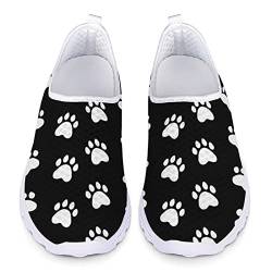 Kuiaobaty Schwarz Weiß Turnschuhe Hund Pfoten Drucken Gym Laufschuhe Damenmode Wanderschuhe Slip-on Trainer Clogs von Kuiaobaty