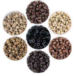 Kullke Mikroringe, Silikonfutter, Mikro-Ringe, 4,5 mm, für 0,5 g/0,75 g Strähne, vorgebundene Haarverlängerungen, Farbe: Dark Coffee, 1000 Stück von Kullke