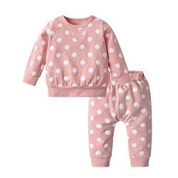 Kumsolu Sweatshirt für Babys, Mädchen, langärmelig, gepunktet, Set, rose, 86 von Kumsolu