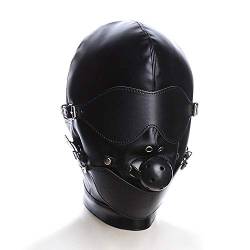 Bondage Leder Kopfmaske mit Mundknebel Augenmaske Fetisch Sex Spielzeug Elastisch Maske Rollenspiel für Paar von KunBang