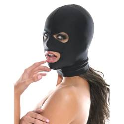 SM Kopfmaske Atmungsaktive Full Face Cover Augenbinde Maske Offene Augen Mund Kopf Kapuze Kopfbedeckung Maske BDSM für Frauen und Männer (Exponieren Augen und Mund, L) von KunBang