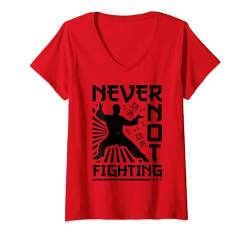 Damen Kung Fu Kämpfer Kampfsport - Dojo Martial Arts Kung Fu T-Shirt mit V-Ausschnitt von Kung Fu Geschenke & Ideen
