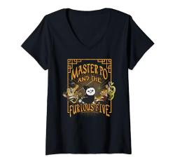 Kung Fu Panda Master Po And The Furious Five Poster T-Shirt mit V-Ausschnitt von Kung Fu Panda