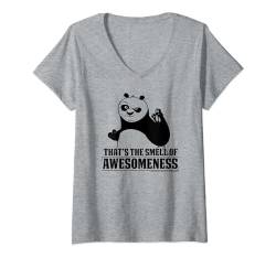 Kung Fu Panda Smell The Awesomeness Po Portrait T-Shirt mit V-Ausschnitt von Kung Fu Panda
