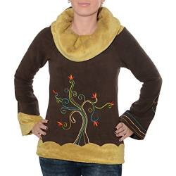Kunst und Magie Fleece Pullover mit weichem Rollkragen PSY Hippie Fraggle, Größe:L, Farbe:brauntöne von Kunst und Magie