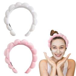 2 Stück Spa Stirnband mit 2 Elastisches Handgelenk Haarbänder Makeup Haarband Haar Accessoires für Frauen Mädchen Gesicht Waschen Dusche Hautpflege Sport von Kunyeah