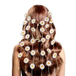 Blumen-Stirnband für Mädchen, Gänseblümchen-Quaste, Kopfschmuck, Bohemian-Haarband, Bandana, Party-Haarschmuck für Frauen (weiß) von Kunyeah