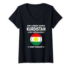 Damen Kurden Kurde Kurdin Kurdische Flagge Kurdistan T-Shirt mit V-Ausschnitt von Kurdistan Kurden Kurdisches Geschenk