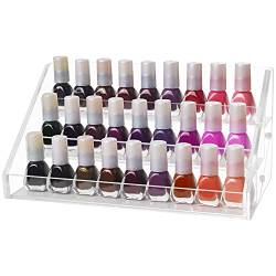 Kurtzy 3-Stufige Nagellack Aufbewahrung Regal Organizer - Acryl Box L23,5x B12,5x H11,5cm Hält bis zu 30 Standard-Größen Nagellack - Acryl Display auf Einem Tisch, Schreibtisch oder Regal Aufbewahrung von Kurtzy