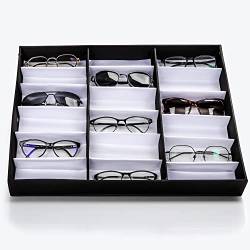 Kurtzy Verschließbare Sonnenbrille Box & Brillen Organizer - 18 Fächer für 18 Brillen - 18 Fächer für Brillen & Sonnenbrillen Aufbewahrung - Schwarzer Unisex Brillen Ständer mit Deckel von Kurtzy