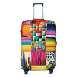 Kururi Bunte Collage Druck Koffer Abdeckung Personalisierte Reise Gepäck Abdeckung Trolley Fall Abdeckung Reisegepäck Protector Abdeckung Geeignet Für Reisen Geschäftsreise, Schwarz , L von Kururi