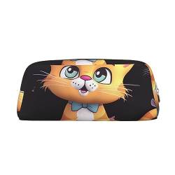 Kururi Cartoon Katze Druck Bleistift Fall Tragbare Reise Make-up Tasche Stift Beutel Organizer Box Für Bürobedarf Reise, gold, Einheitsgröße von Kururi