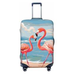 Kururi Flamingo Beach Print Kofferabdeckung Personalisierte Reise Gepäck Abdeckung Trolley Fall Abdeckung Reisegepäck Protector Abdeckung Geeignet Für Reisen Geschäftsreise, Schwarz , L von Kururi