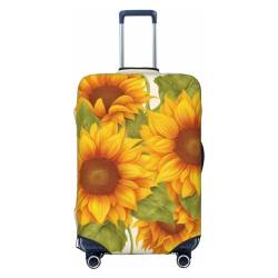 Kururi Frische Sonnenblume Druck Koffer Abdeckung Personalisierte Reise Gepäck Abdeckung Trolley Fall Abdeckung Reisegepäck Protector Abdeckung Geeignet Für Reisen Geschäftsreise, Schwarz , M von Kururi