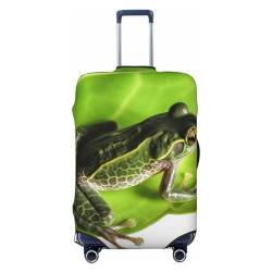 Kururi Koffer-Abdeckung mit Frosch-Blätter-Druck, personalisiertes Reisegepäck-Abdeckung, Trolley-Kasten-Abdeckung, Reisegepäck-Schutzabdeckung, geeignet für Reisen, Geschäftsreise, Schwarz , S von Kururi