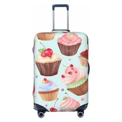 Kururi Kofferabdeckung mit Cupcake-Muster, personalisierbar, Reisegepäckabdeckung, Trolley-Koffer, Reisegepäckschutz, geeignet für Reisen, Geschäftsreise, Schwarz , M von Kururi