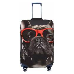 Kururi Kofferabdeckung mit französischer Bulldogge, personalisierbar, Reisegepäckabdeckung, Trolley-Koffer, Reisegepäckschutz, geeignet für Reisen, Geschäftsreise, Schwarz , M von Kururi