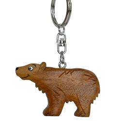 Kuscheltiere.biz Bär Braunbär Grizzly Grizzlybär Schlüsselanhänger aus Holz von Kuscheltiere.biz