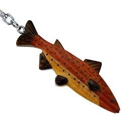 Kuscheltiere.biz Forelle Lachs Fisch Schlüsselanhänger Taschenanhänger aus Holz von Kuscheltiere.biz