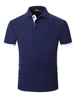 Kuson Herren Poloshirt Polohemd Kurzarmshirt Sommer T-Shirt Basic Navyblau XL von Kuson