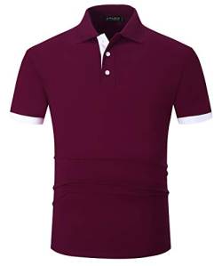 Kuson Herren Poloshirt Polohemd Kurzarmshirt Sommer T-Shirt Basic Weinrot M von Kuson