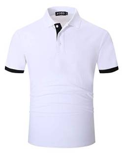 Kuson Herren Poloshirt Polohemd Kurzarmshirt Sommer T-Shirt Basic Weiß 3XL von Kuson