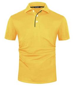 Kuson Poloshirt Herren Kurzarm Patchwork Sommer T-Shirt Men's Polo Shirt Baumwolle Gelb XXL von Kuson