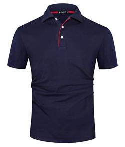 Kuson Poloshirt Herren Kurzarm Patchwork Sommer T-Shirt Men's Polo Shirt Baumwolle Navyblau S von Kuson