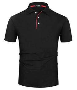 Kuson Poloshirt Herren Kurzarm Patchwork Sommer T-Shirt Men's Polo Shirt Baumwolle Schwarz M von Kuson