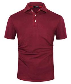 Kuson Poloshirt Herren Kurzarm Patchwork Sommer T-Shirt Men's Polo Shirt Baumwolle Weinrot S von Kuson