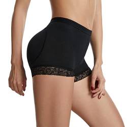 Kuukaas Damen Butt Lifter Unterhose Elastiche Taille Po Push Up Unterhose Damen mit Polster Shapewear Miederslip Schwarz S von Kuukaas