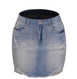 Kuukaas Jeansrock Kurz Damen Sommer Jeansrock Blau Minirock Sommerrock Damen mit Tasche Rock Damen Sommer Hohe Taille M von Kuukaas