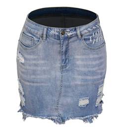 Kuukaas Jeansrock Kurz Damen Sommer Jeansrock Blau Minirock Sommerrock Damen mit Tasche Rock Damen Sommer Hohe Taille S von Kuukaas