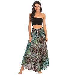 Kuukaas Maxirock Damen Boho Sommer Strandkleid Damen Blumen Maxi Hippie Rock Damen Lang Boho Kleid Damen Sommer von Kuukaas