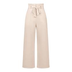 Kuukaas Palazzo Hose Damen Elegant Wide Leg Hose Damen High Waist Weite Hose Damen Elegant Sommer Stoffhose Damen Weites Bein Business Anzughose Damen Beige L von Kuukaas