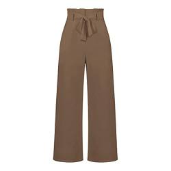 Kuukaas Palazzo Hose Damen Elegant Wide Leg Hose Damen High Waist Weite Hose Damen Elegant Sommer Stoffhose Damen Weites Bein Business Anzughose Damen Khaki L von Kuukaas