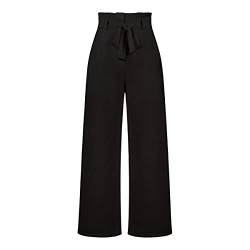 Kuukaas Schwarze Hose Damen Elegant Stoffhose Damen Weites Bein Sommerhose Damen Leicht High Waist Wide Leg Hose Damen Anzughose Damen Business S von Kuukaas