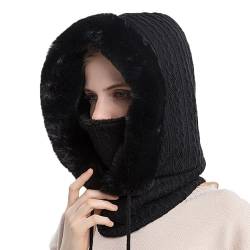 Kuukaas Sturmhaube Damen Ski 2 In 1 Mütze Damen Winter & Schal Balaclava Damen Strick Kopfbedeckung Damen Winter Frauen von Kuukaas