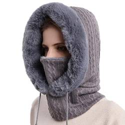 Kuukaas Sturmhaube Damen Ski 2 In 1 Mütze Damen Winter & Schal Balaclava Damen Strick Kopfbedeckung Damen Winter Frauen von Kuukaas