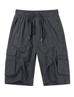 Kuulee Cargo Shorts Herren Kurze Arbeitshosen Herren Sommer Cargohose Herren Kurz 100% Baumwolle Sweatshorts,Chino Shorts mit Taschen Dunkelgrau L von Kuulee