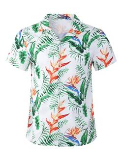 Kuulee Hawaii Hemd Männer Hawaii Hemden Hawaiihemd Sommer Kurzarm Aloha Hemd Herren Freizeithemd Strand Casual,Hawaii Hemd Herren Blumen-Grün01 S von Kuulee